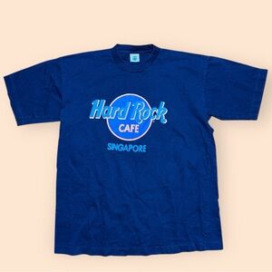 Vintage 1990s Hard Rock Cafe Singapore T Shirt Men’s XL Blue Vtg 90s